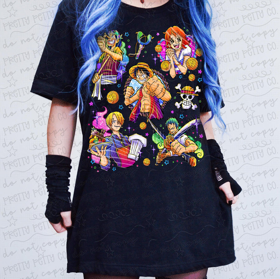 One Piece Anime Graphic Tee | Vintage Pirate Anime Shirt | Straw Hat Inspired Unisex Manga Tee - Pretty Petty Co