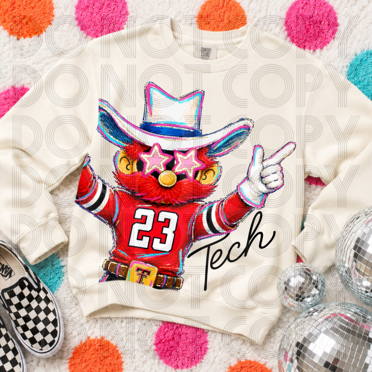 Rockin’ Delulu Mascots – West Texas Red + Black Cowboy Gameday Graphic Tee