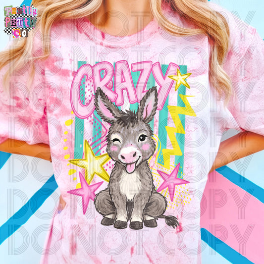 Crazy Donkey Graphic Tee Comfort Colors Colorblast Shirt, Funny Western Farm Animal Tee, Sarcastic Boutique Style, Adult & Youth Sizes