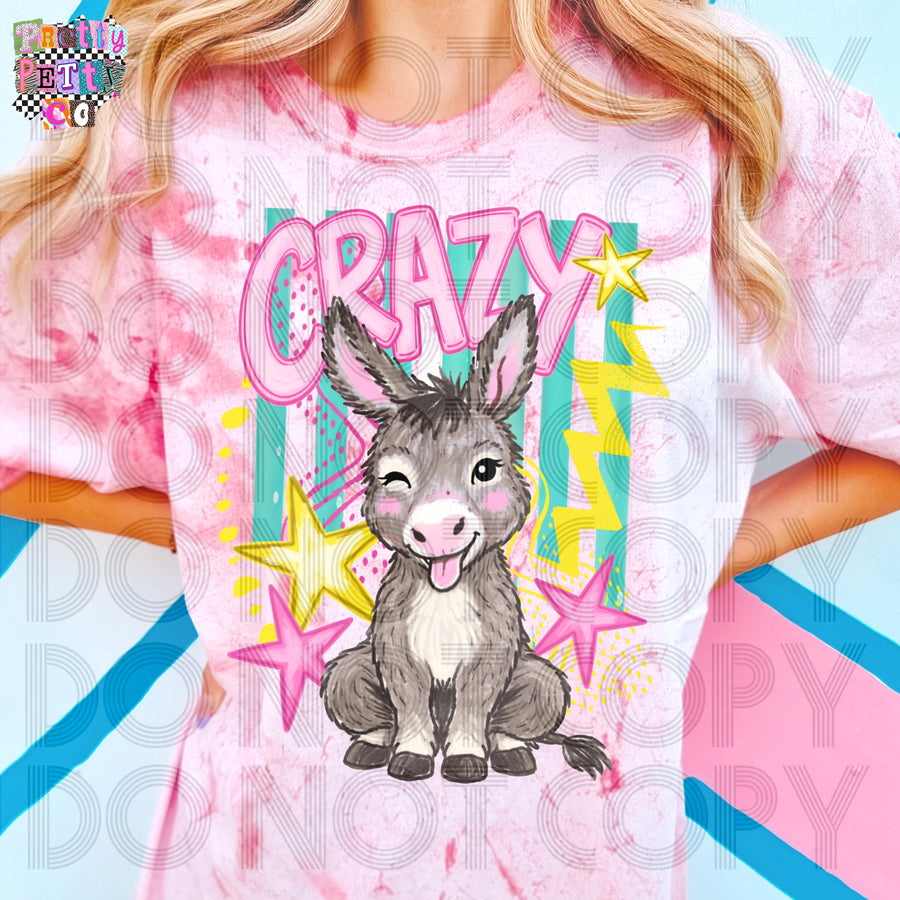 Crazy Donkey Graphic Tee Comfort Colors Colorblast Shirt, Funny Western Farm Animal Tee, Sarcastic Boutique Style, Adult & Youth Sizes - Pretty Petty Co