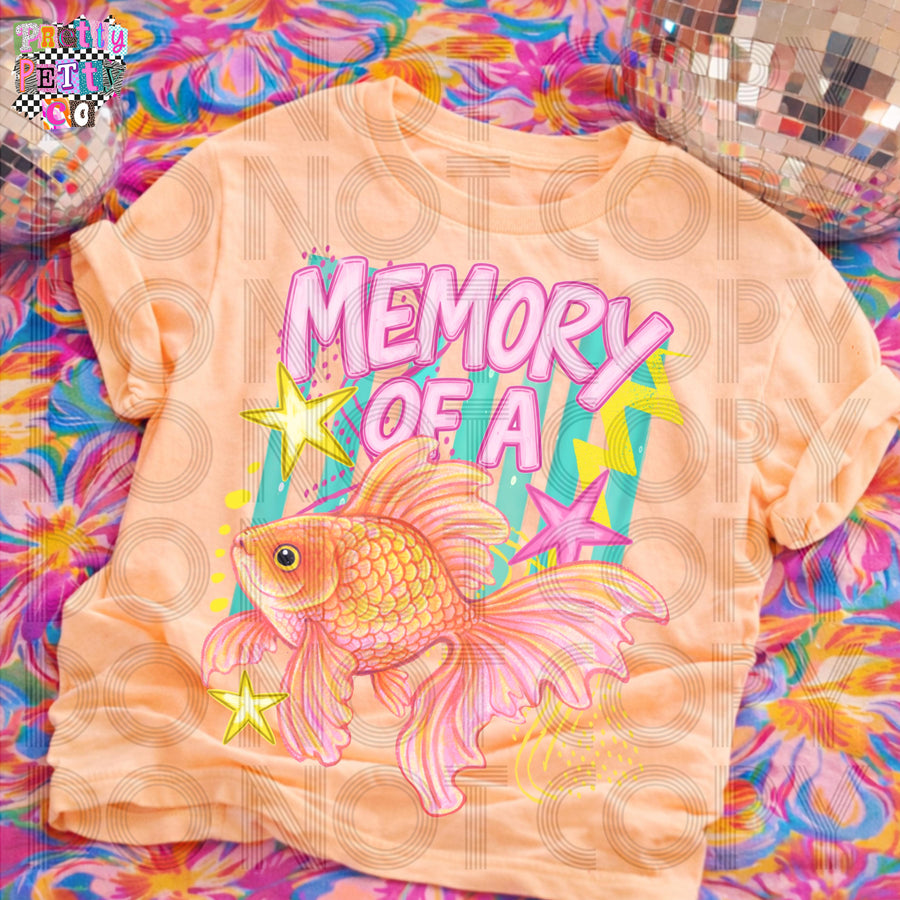 Memory of a Gold Fish Comfort Colors Graphic Tee, Funny Forgetful Quote Shirt, Retro Humor Boutique Style, Adult & Youth Sizes - Pretty Petty Co