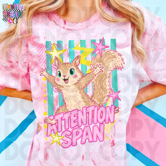 Squirrel Attention Span Comfort Colors Colorblast Graphic Tee, Funny Easily Distracted Humor Shirt, Silly Animal Pun, Trendy Boutique Style, Adult & Youth Sizes