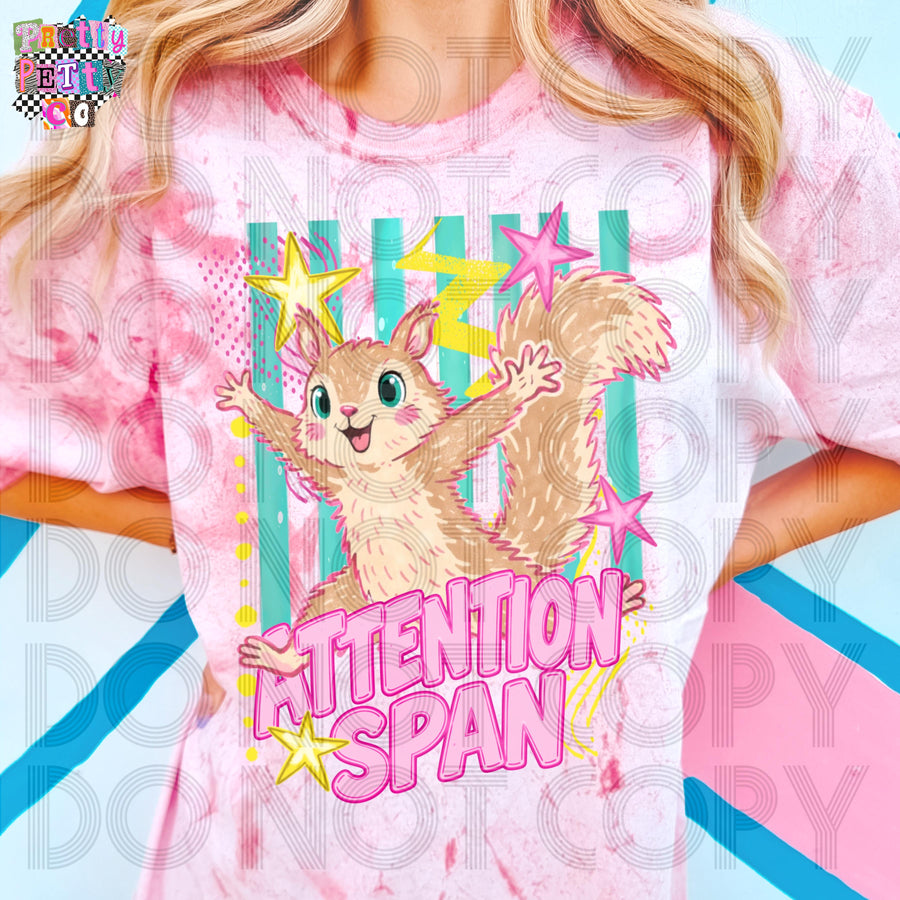 Squirrel Attention Span Comfort Colors Colorblast Graphic Tee, Funny Easily Distracted Humor Shirt, Silly Animal Pun, Trendy Boutique Style, Adult & Youth Sizes - Pretty Petty Co