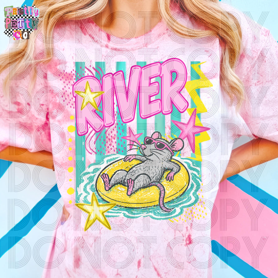 River Rat Comfort Colors Colorblast Graphic Tee, Outdoorsy Fishing Humor Shirt, Country River Life Vibes, Trendy Boutique Style, Adult & Youth Sizes - Pretty Petty Co