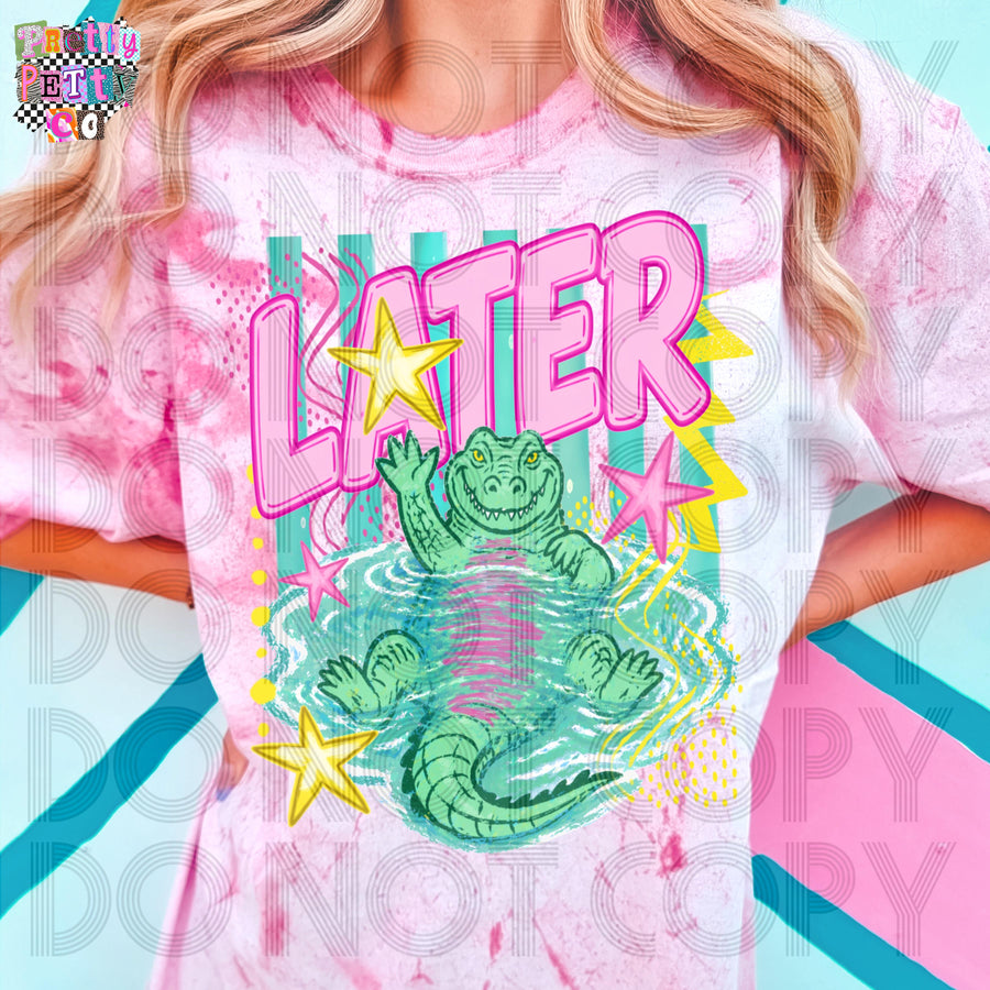 Later Gator Afterwhile Crocodile Comfort Colors Colorblast Graphic Tee, Funny Retro Goodbye Saying Shirt, Nostalgic Animal Pun, Trendy Boutique Style, Adult & Youth Sizes - Pretty Petty Co