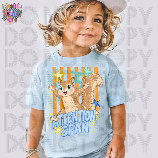 Attention Span of a Squirrel Comfort Colors Graphic Tee, Funny Easily Distracted Humor Shirt, Silly Animal Pun, Trendy Boutique Style, Adult & Youth Sizes