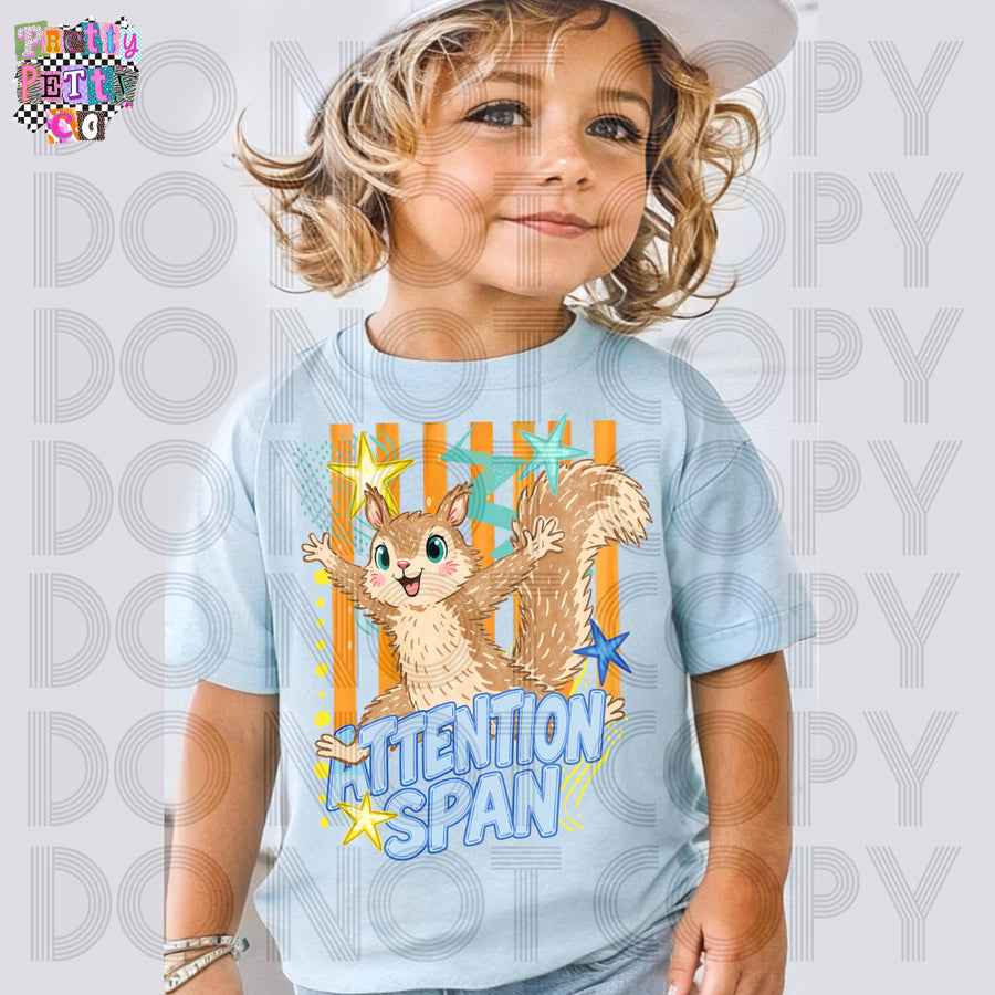 Attention Span of a Squirrel Comfort Colors Graphic Tee, Funny Easily Distracted Humor Shirt, Silly Animal Pun, Trendy Boutique Style, Adult & Youth Sizes - Pretty Petty Co