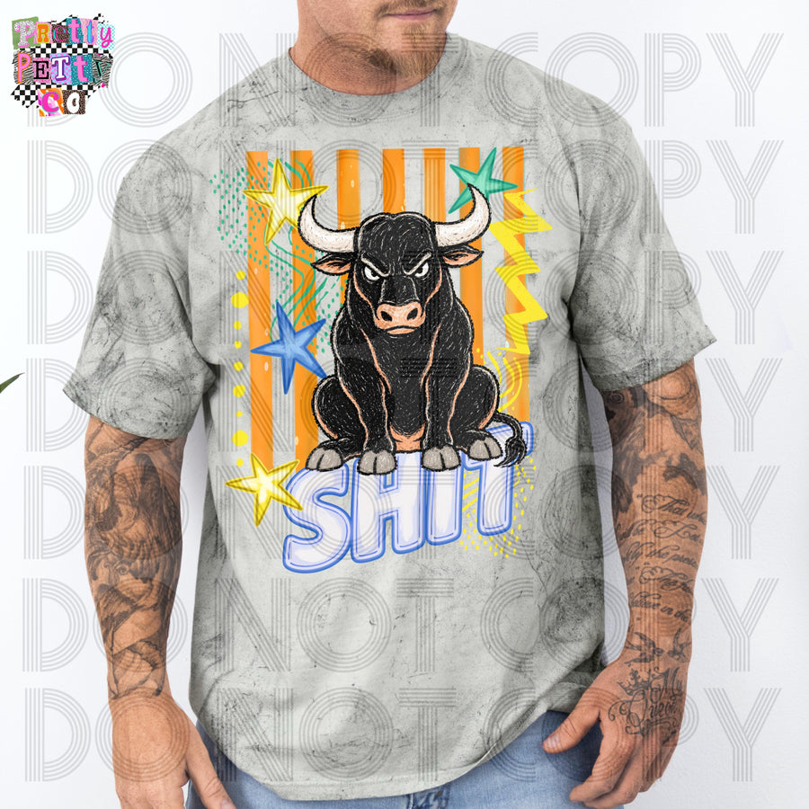 Bull Shit Comfort Colors Colorblast Graphic Tee, Funny Farm Animal Humor Shirt, Sarcastic Country Vibes, Trendy Boutique Style, Adult & Youth Sizes - Pretty Petty Co