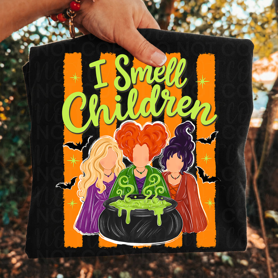 I Smell Children Halloween Shirt | Sisters Witch Graphic Tee | Funny Spooky Season T-Shirt | Cute Halloween Movie Inspired Apparel
