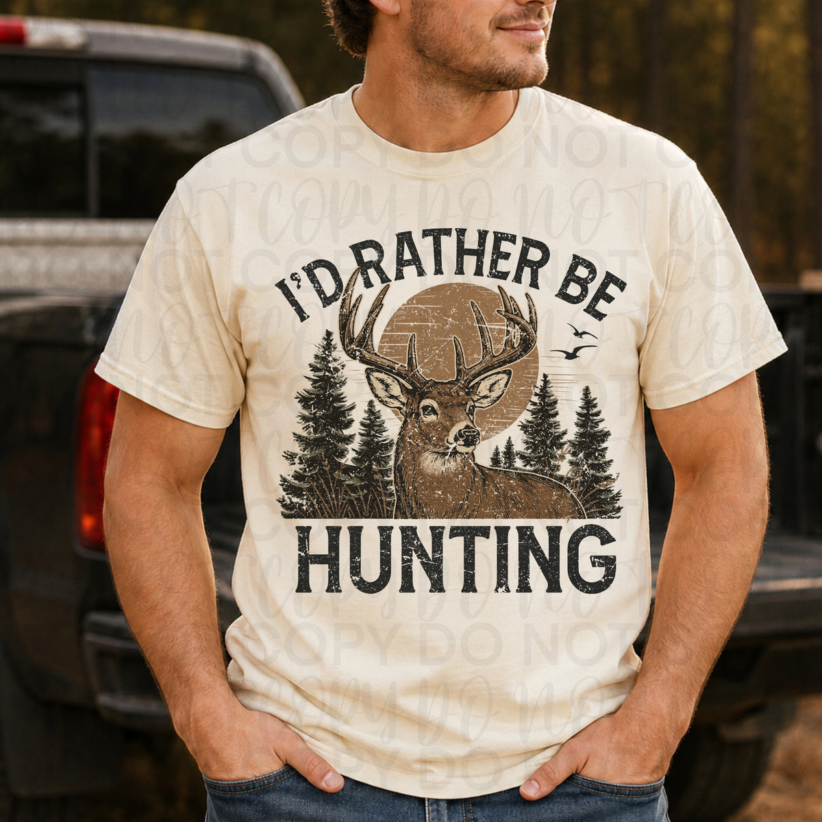 I'd Rather Be Hunting T-Shirt | Deer Hunter Graphic Tee | Hunting Season Shirt