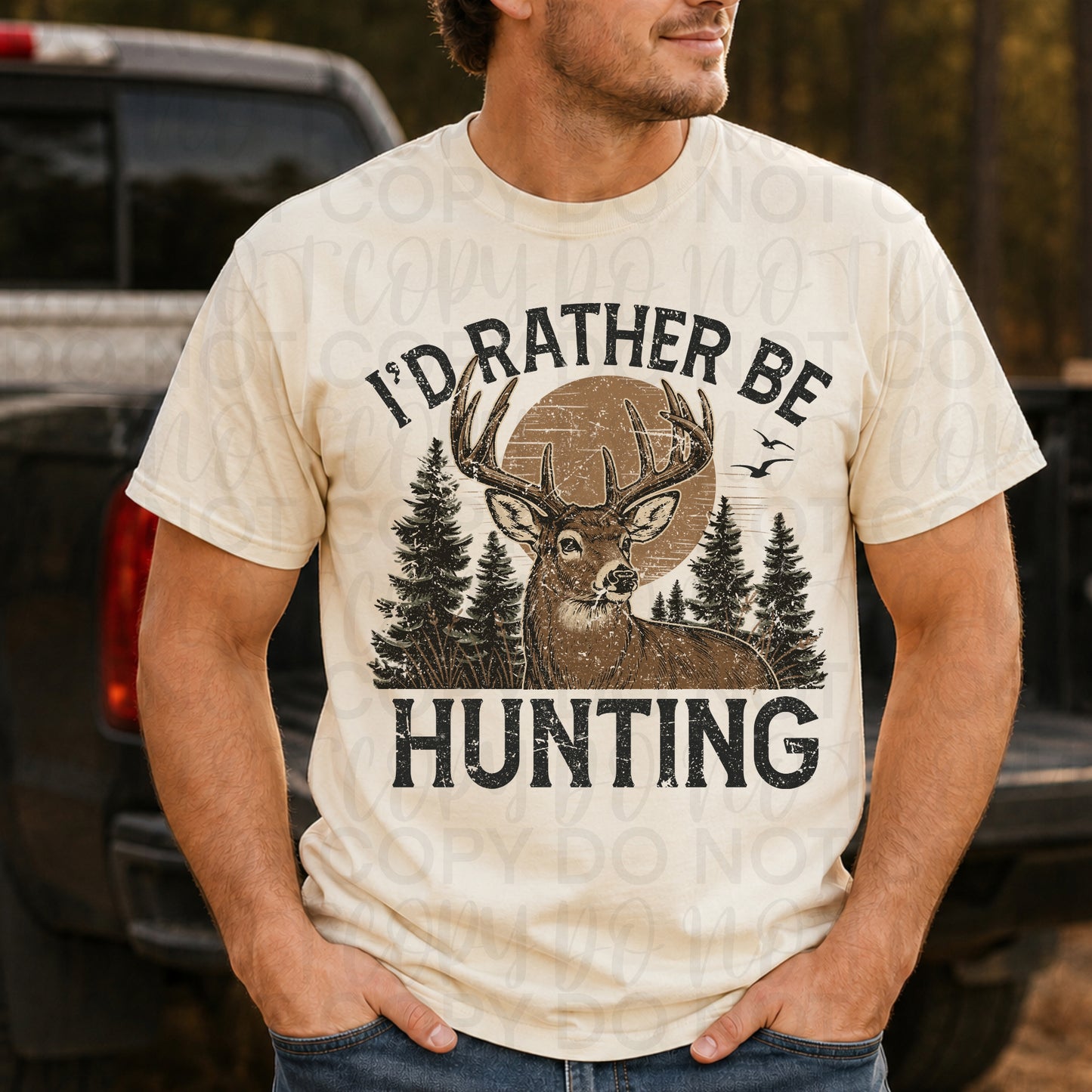 I'd Rather Be Hunting T-Shirt | Deer Hunter Graphic Tee | Hunting Season Shirt
