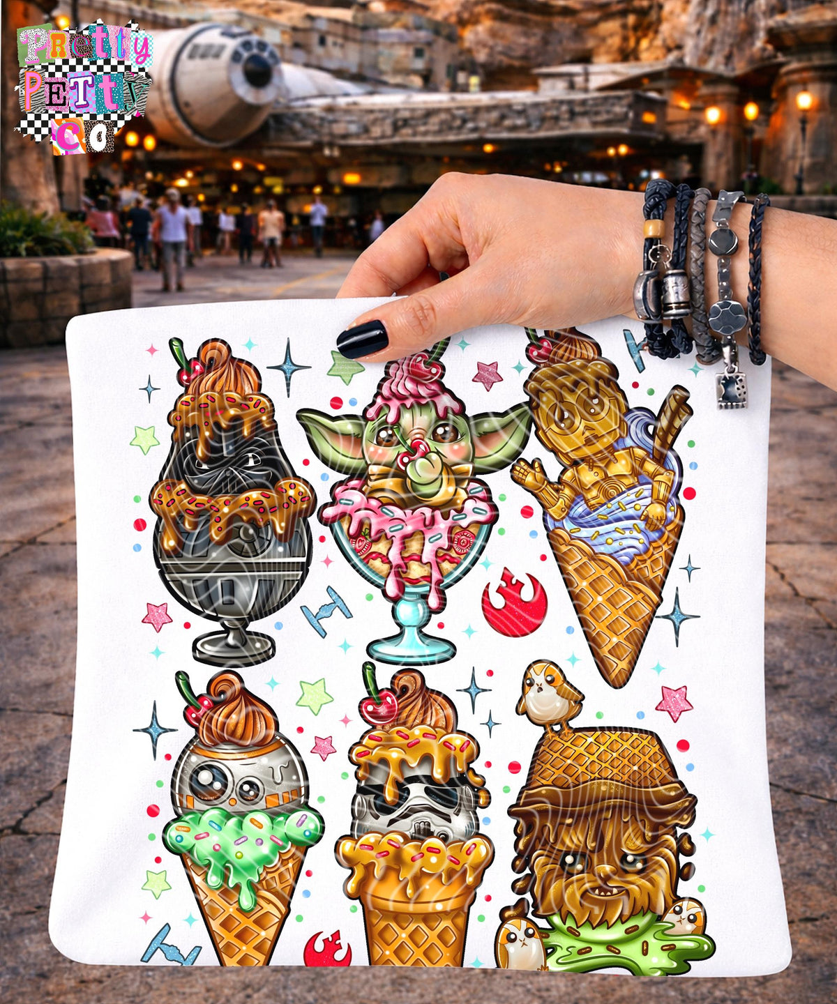 Galactic Ice Cream Character Graphic Tee, Funny Space Dessert Shirt, Sci-Fi Food Mashup Apparel, Comfort Colors, Youth & Adult Sizing - Pretty Petty Co