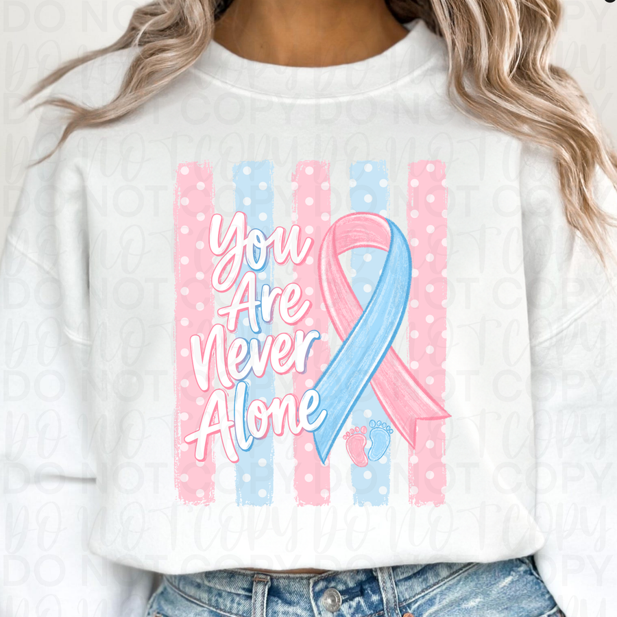 You Are Never Alone Pregnancy & Infant Loss Awareness Shirt | Baby Loss Remembrance Graphic Tee | Angel Baby Memorial T-Shirt 💗💙