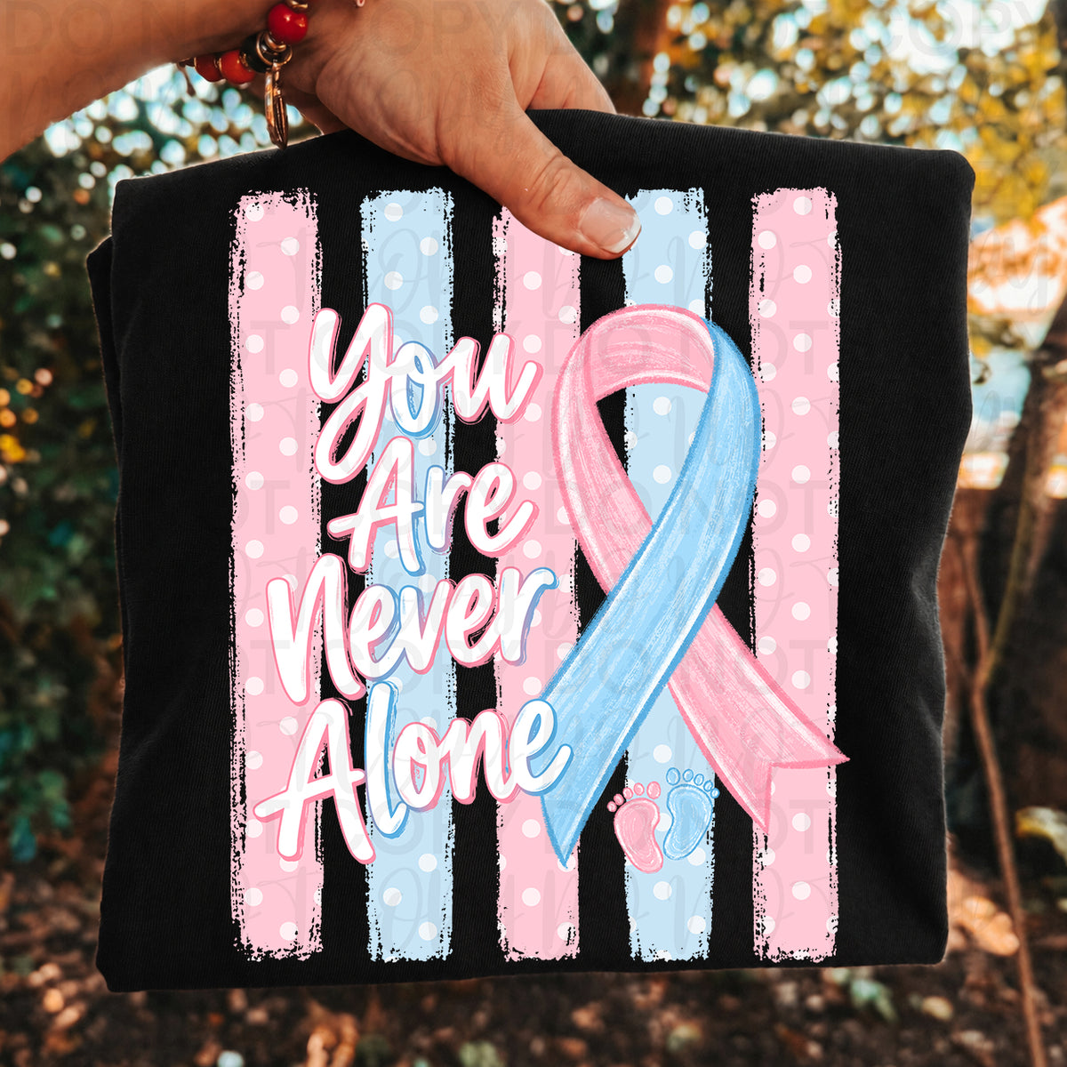 You Are Never Alone Pregnancy & Infant Loss Awareness Shirt | Baby Loss Remembrance Graphic Tee | Angel Baby Memorial T-Shirt 💗💙