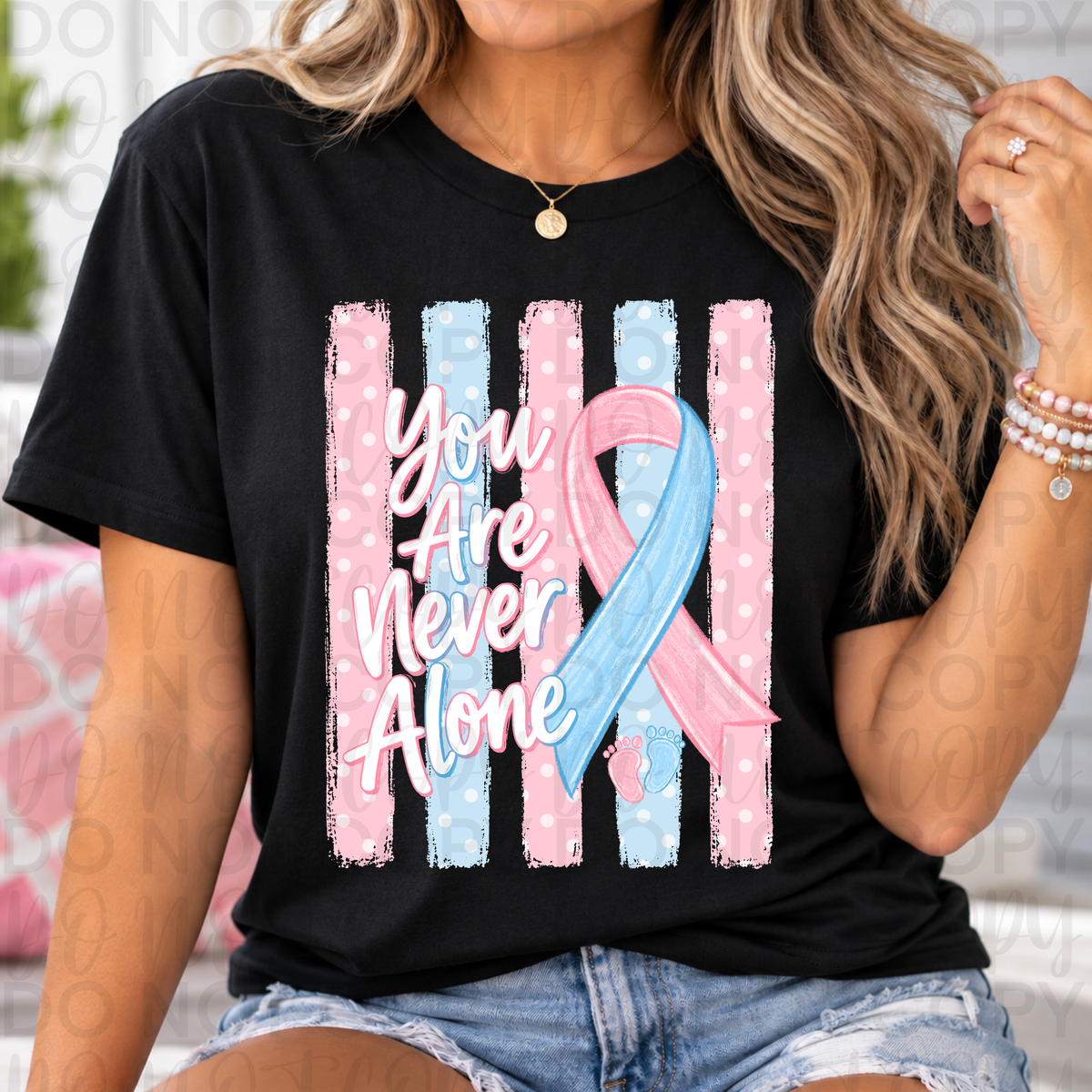You Are Never Alone Pregnancy & Infant Loss Awareness Shirt | Baby Loss Remembrance Graphic Tee | Angel Baby Memorial T-Shirt 💗💙