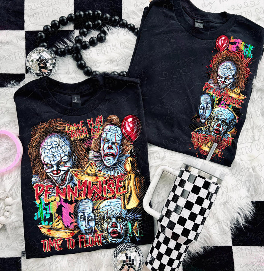 Creepy Clown Horror Graphic Tee | Spooky Halloween Shirt- Full Print on Front