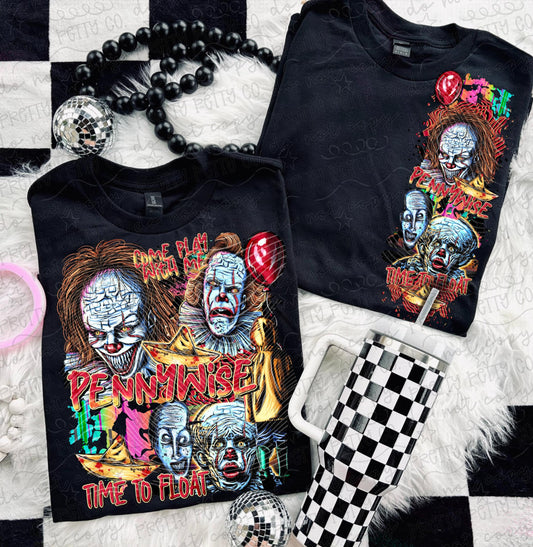 Time to Float Shirt | Horror Clown Graphic Tee | Retro Horror Movie Inspired Shirt | Spooky Season Halloween Tee | Horror Fan Gift