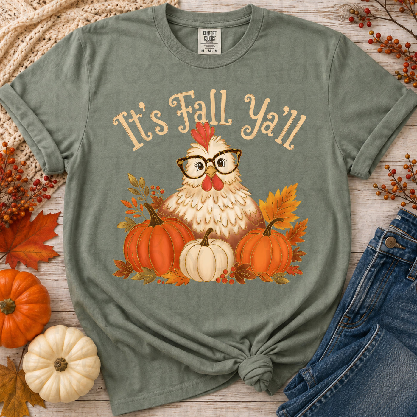 It’s Fall Y’all Chicken Shirt | Cute Fall Chicken Graphic Tee | Pumpkin Autumn Shirt | Farmhouse Fall Tee