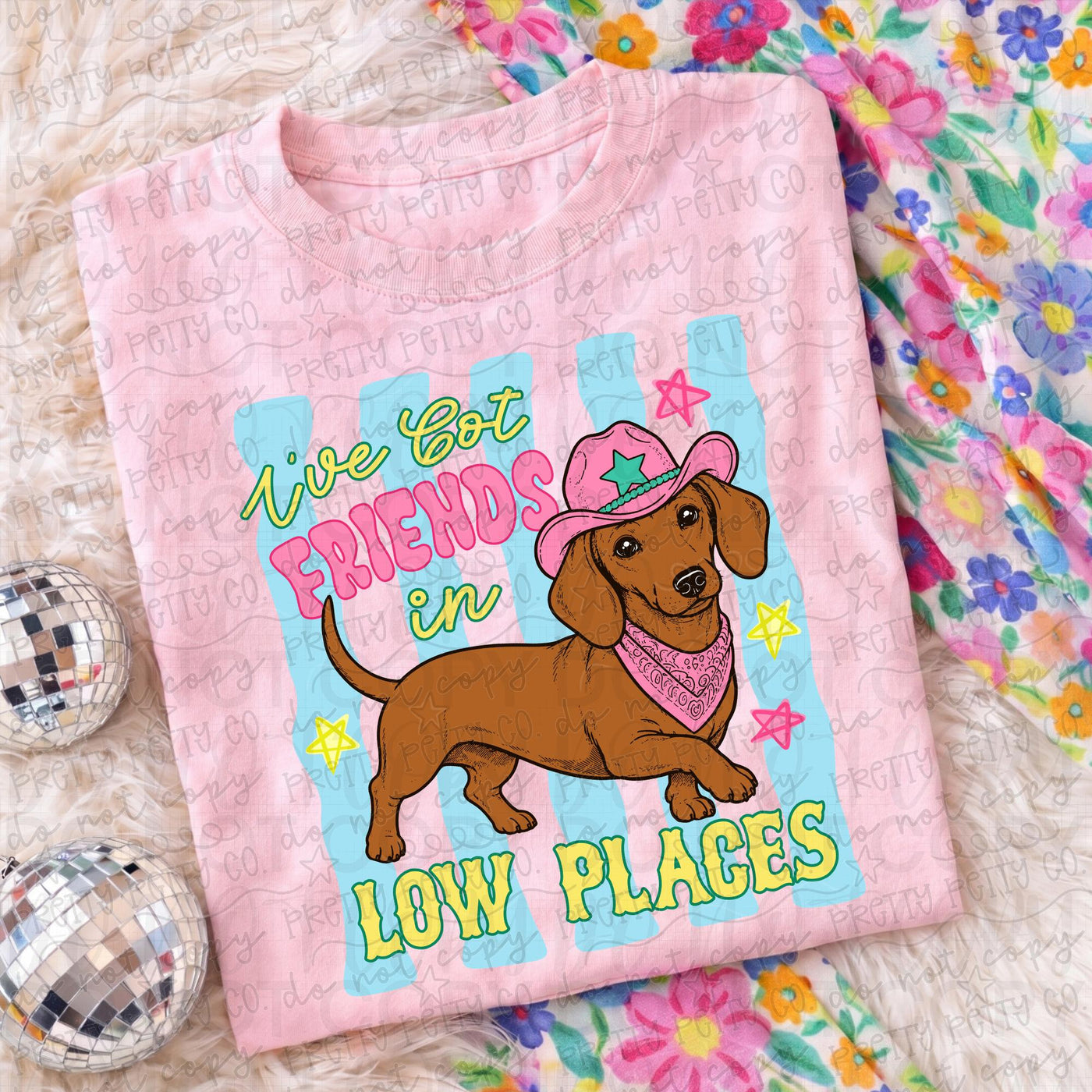 I’ve Got Friends in Low Places Dachshund Graphic Tee | Funny Western Dog Shirt | Cowgirl T-Shirt