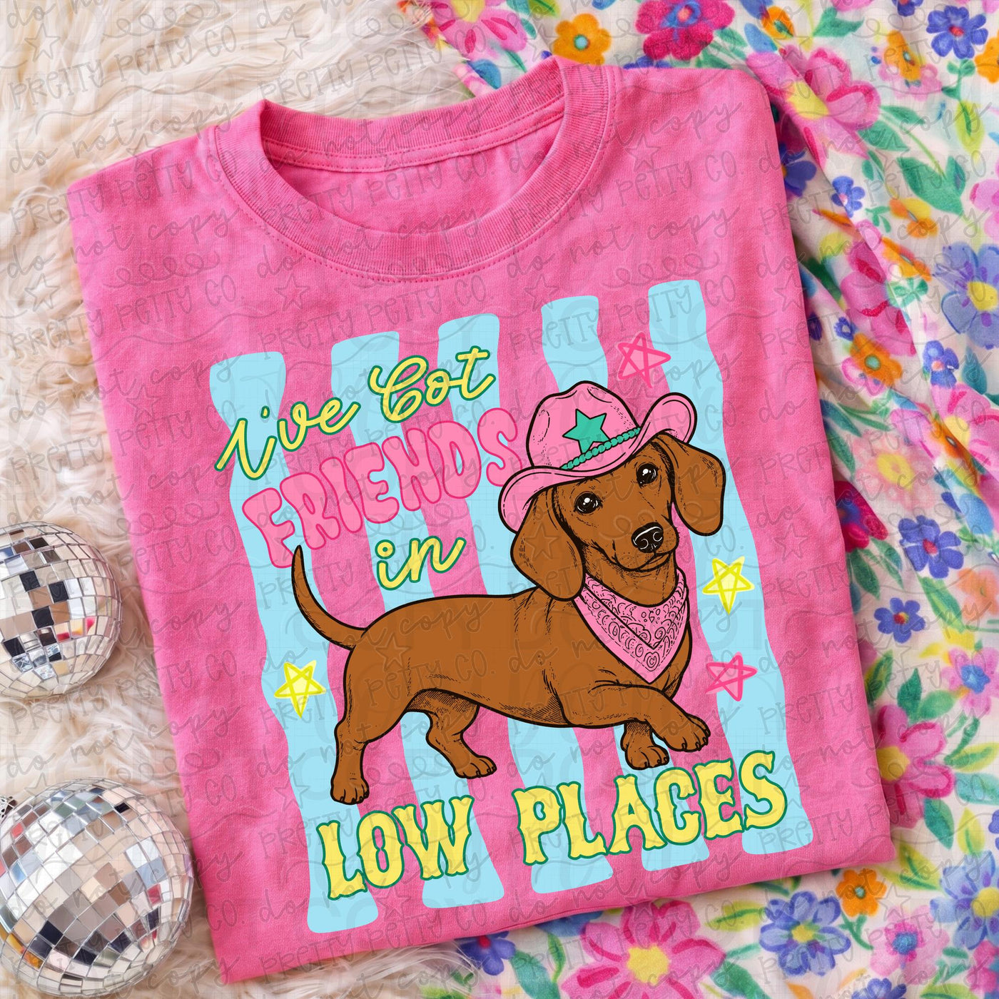 I’ve Got Friends in Low Places Dachshund Graphic Tee | Funny Western Dog Shirt | Cowgirl T-Shirt