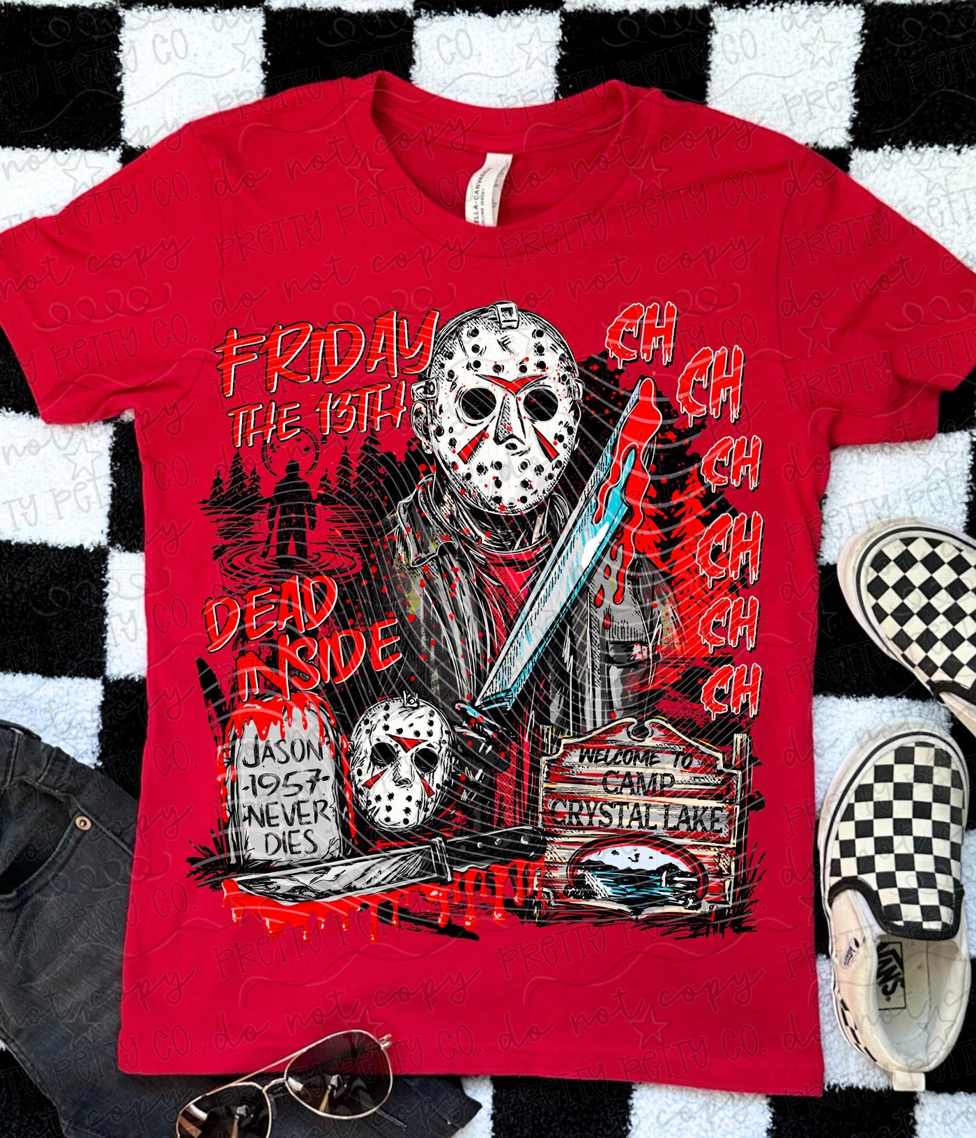 Hockey Mask Killer Horror Graphic Tee | Retro Slasher Halloween Shirt | Spooky Horror Movie T-Shirt