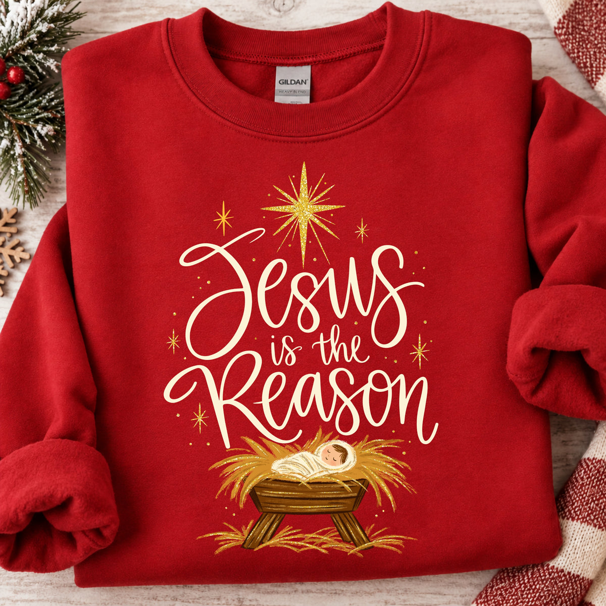 Jesus Is the Reason Christian Christmas Shirt – Nativity Faith Based Holiday Apparel
