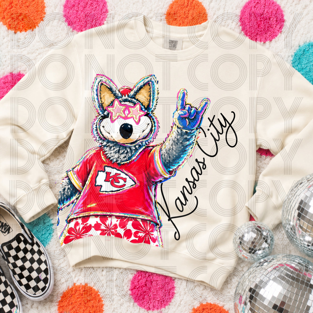 Rockin’ Delulu Mascots – Kansas City Red Football Gameday Graphic Tee