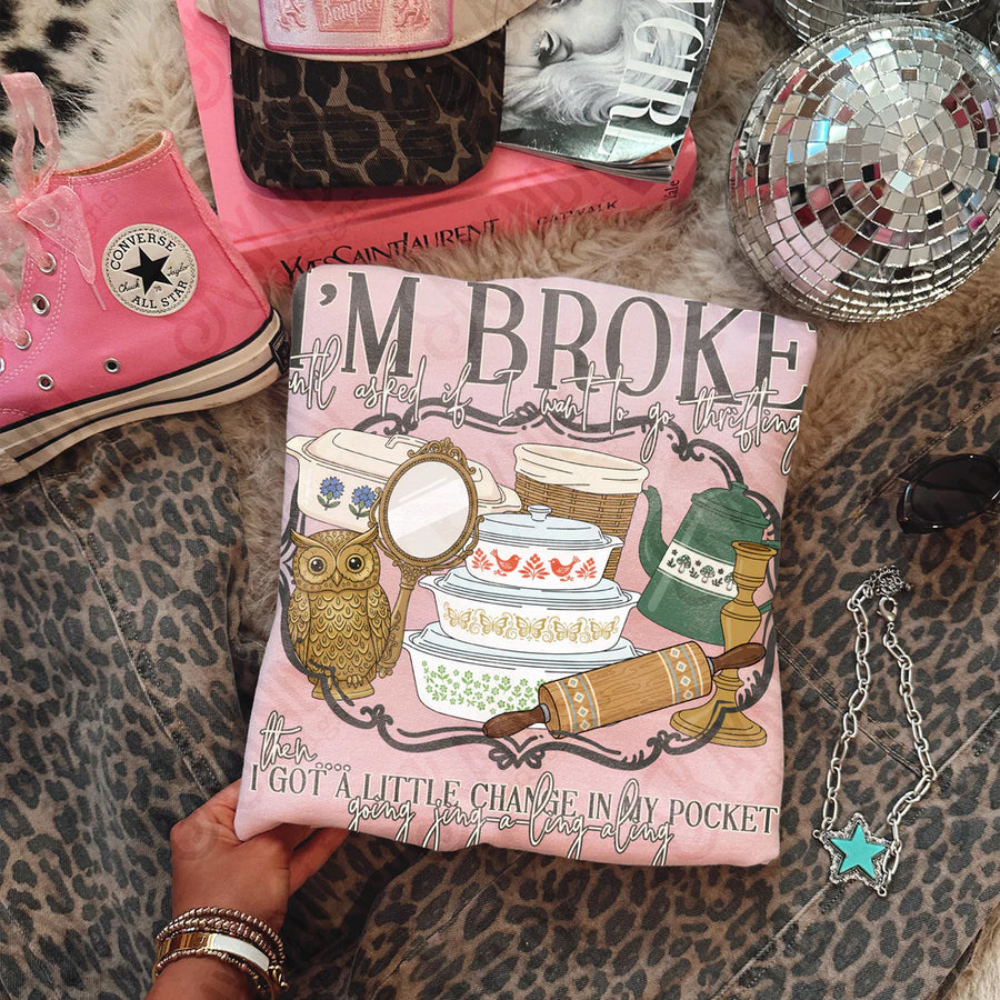 Im Broke Until Thrifting Graphic Tee – Funny Money Humor Shirt, Petty Relatable Graphic T-Shirt  Thrifting Money Tee – “I Got a Little Change in My Pocket Going Jing a Ling a Ling” Shirt, Funny Relatable T-Shirt - Pretty Petty Co