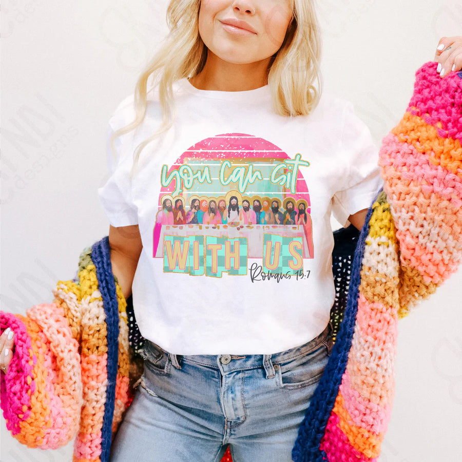 You Can Sit With Us Last Supper Graphic Tee – Funny Pop Culture T-Shirt, Edgy Statement Shirt for Women - Pretty Petty Co