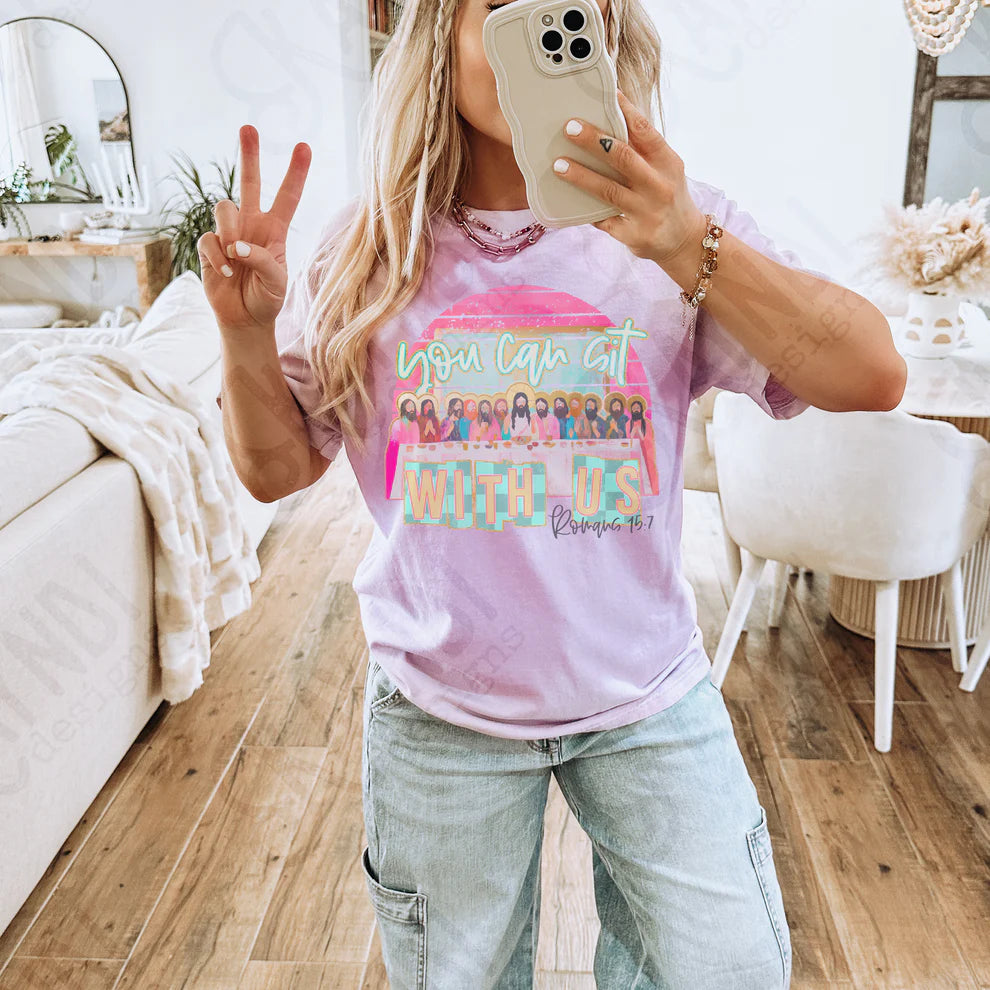 You Can Sit With Us Last Supper Graphic Tee – Funny Pop Culture T-Shirt, Edgy Statement Shirt for Women - Pretty Petty Co