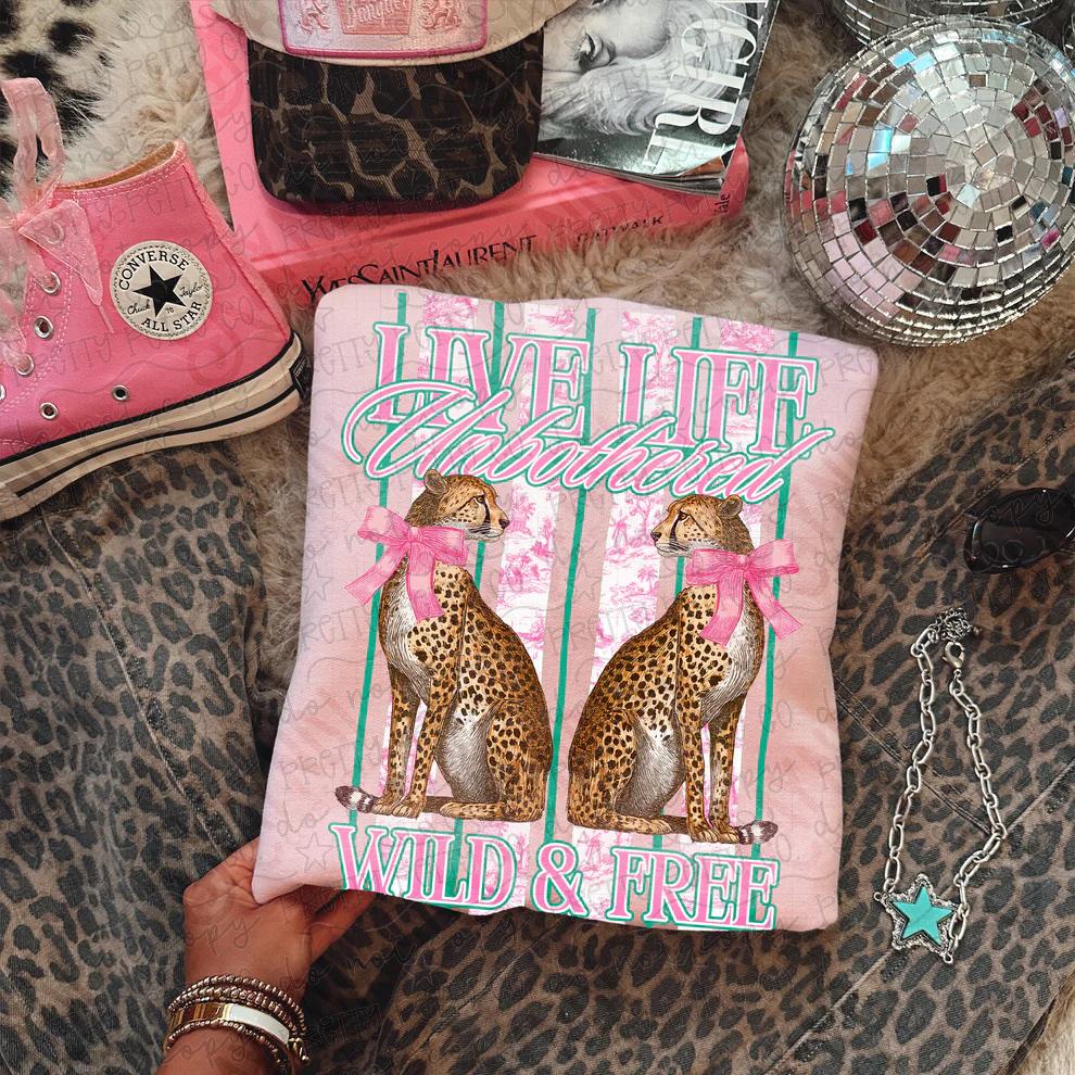Live Life Unbothered Wild & Free Graphic Tee | Western Boho Cowgirl Shirt | Free Spirit Comfort Colors Tee | Retro Country Style - Pretty Petty Co