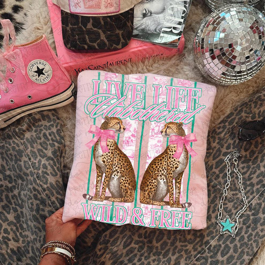 Live Life Unbothered Wild & Free Graphic Tee | Western Boho Cowgirl Shirt | Free Spirit Comfort Colors Tee | Retro Country Style - Pretty Petty Co