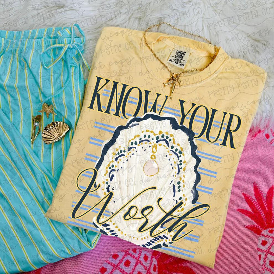 Know Your Worth Graphic Tee | Inspirational Motivational Shirt | Positive Affirmation Comfort Colors Tee | Self Love Retro T-Shirt - Pretty Petty Co