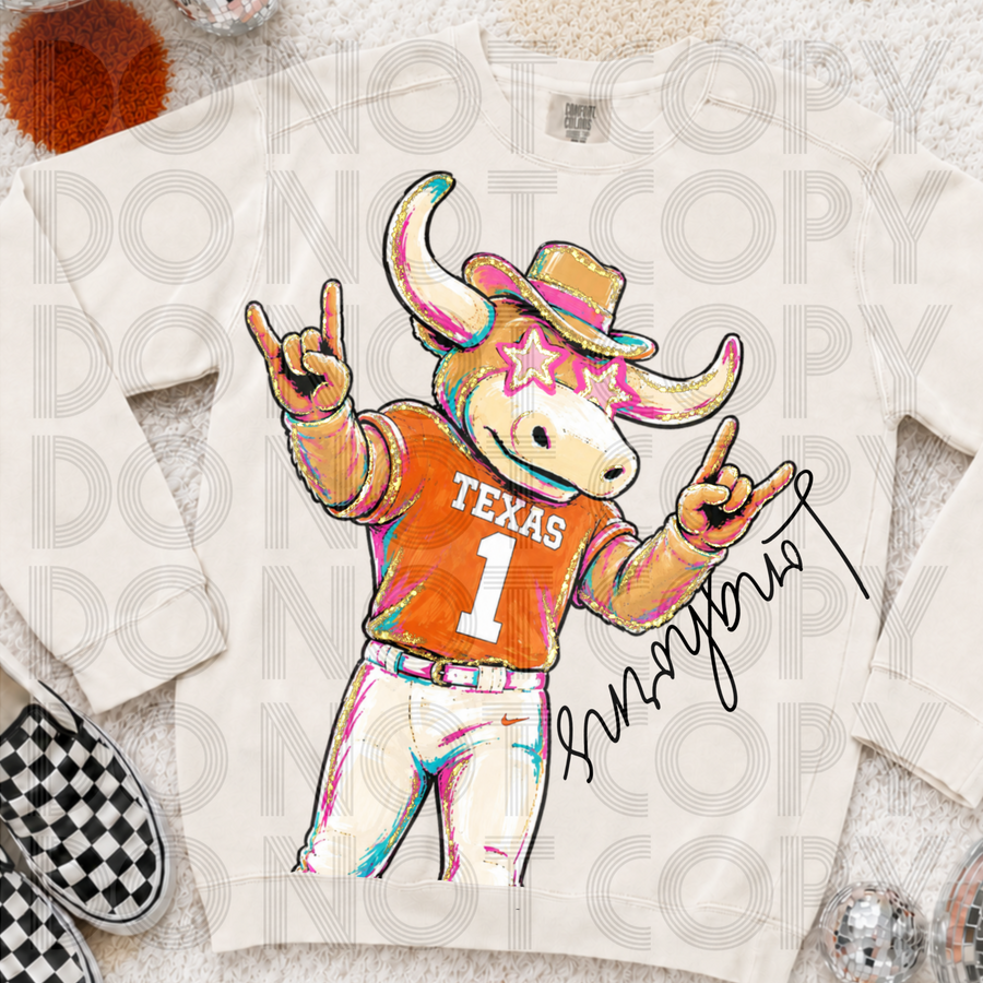 Rockin’ Delulu Mascots – Texas Orange Longhorn Gameday Graphic Tee