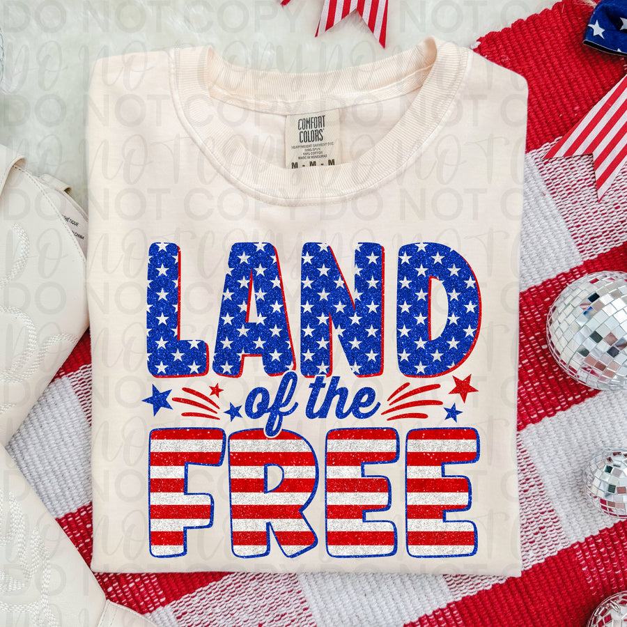 Land of the Free Graphic Tee – Comfort Colors Patriotic Shirt, USA Independence Day Fourth of July T-Shirt - Pretty Petty Co