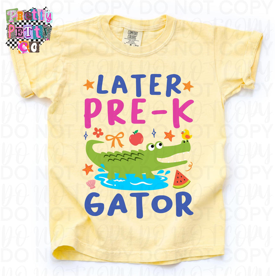 Later Gator Cute Alligator Graphic Tee, Back to School Girls Shirt, Fun Classroom Outfit, Comfort Colors, Youth Sizing - Pretty Petty Co