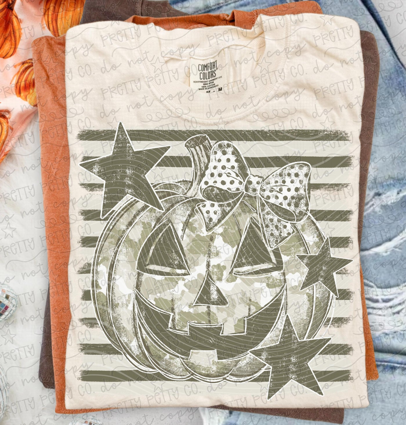 Camo Pumpkin Shirt | Camouflage Jack O Lantern Graphic Tee | Bow Pumpkin Halloween Shirt | Neutral Fall Spooky Season Tee