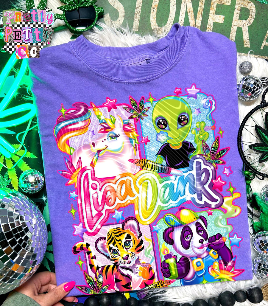 Lisa Dank 420 Retro Rainbow Stoner Shirt | 90s Inspired Cannabis Graphic Tee - Pretty Petty Co