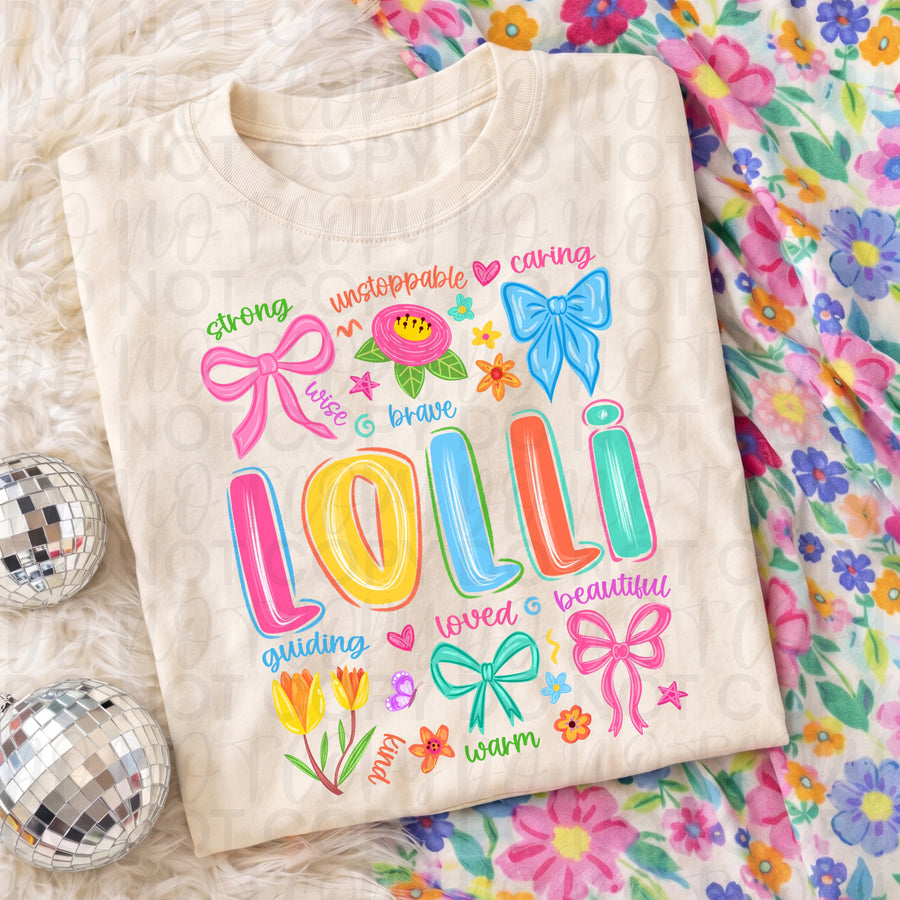 Colorful Lolli Graphic Tee, Bright Rainbow Grandma Shirt, Trendy Lolli Design, Comfort Colors, Women’s Relaxed Fit - Pretty Petty Co