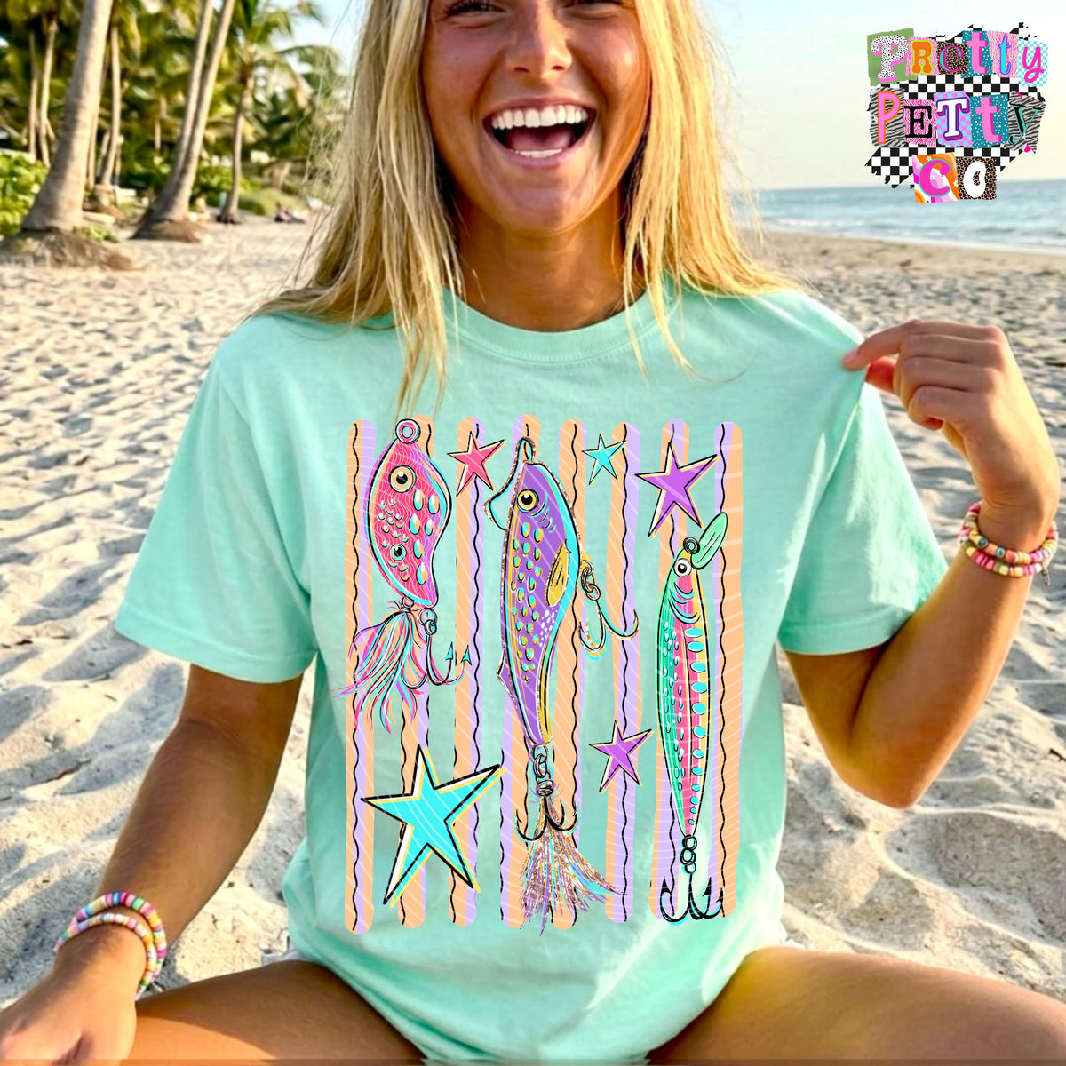 Fishing Lures Summer Graphic Shirt, Outdoor Fishing Design Tee, Lake & River Style, Youth & Adult Sizing - Pretty Petty Co