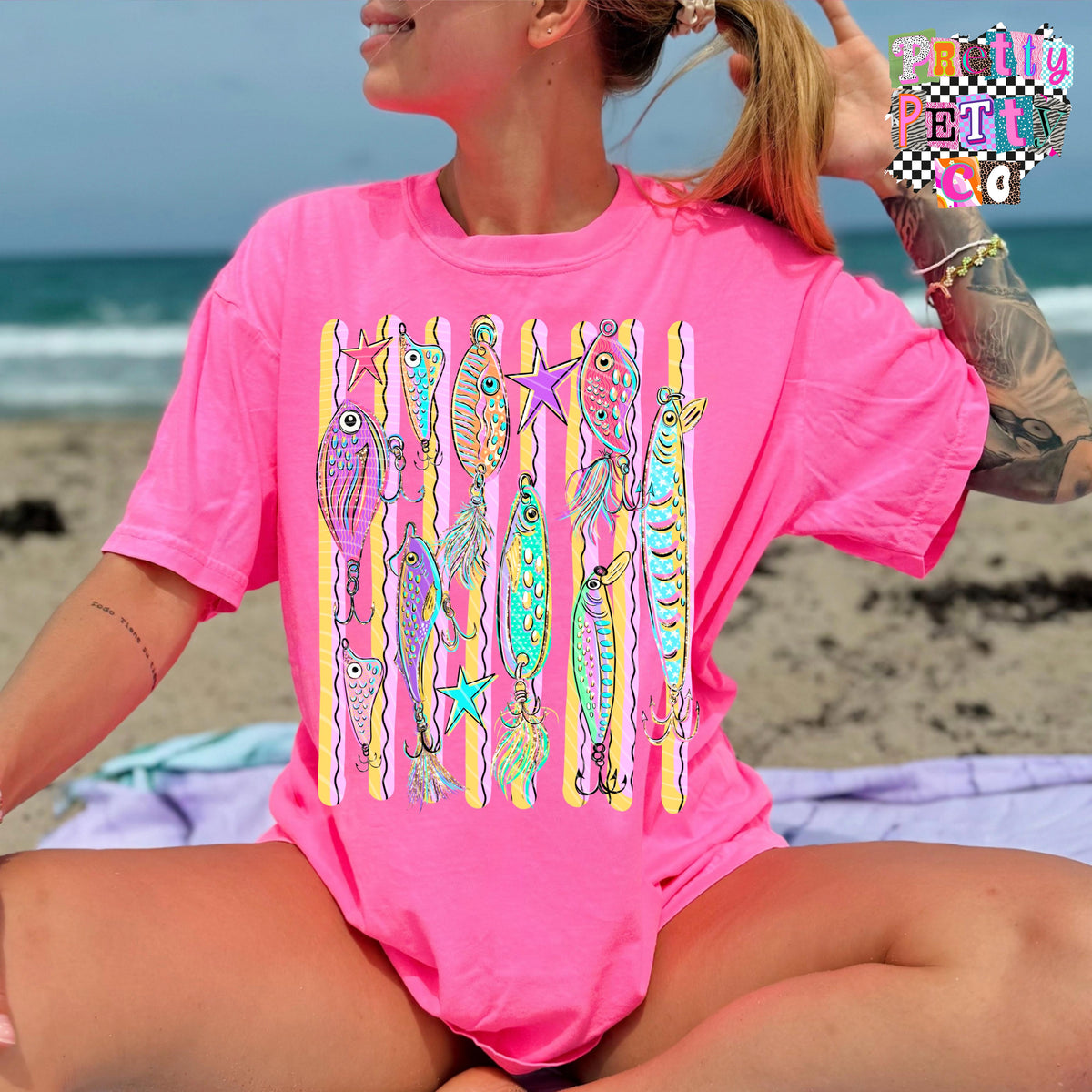 Fishing Lures Summer Graphic Shirt, Outdoor Fishing Design Tee, Lake & River Style, Youth & Adult Sizing - Pretty Petty Co