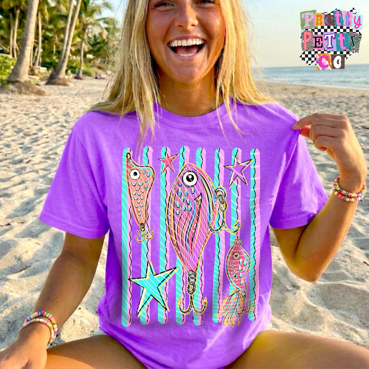 Fishing Lures Summer Graphic Shirt, Outdoor Fishing Design Tee,Lake & River Style, Youth & Adult Sizing - Pretty Petty Co