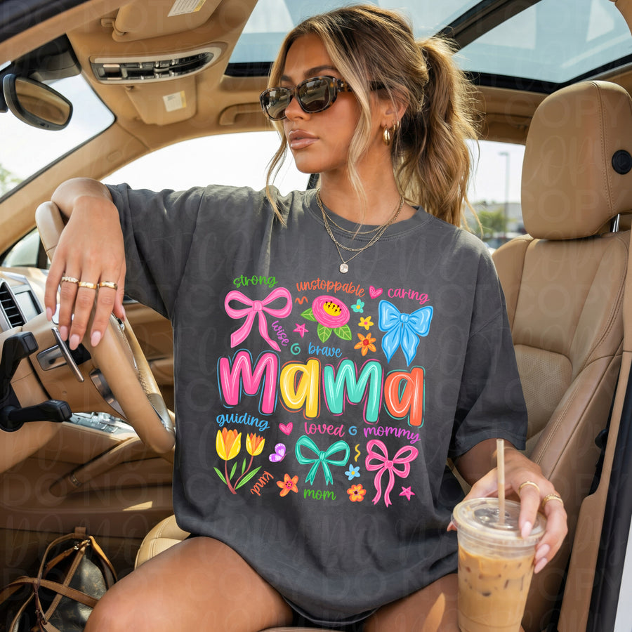 Colorful Mama Graphic Tee, Bright Rainbow Mom Shirt, Trendy Motherhood Design, Comfort Colors, Women’s Relaxed Fit - Pretty Petty Co