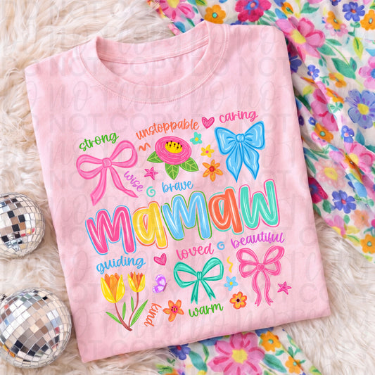 Colorful Mamaw Graphic Tee, Bright Rainbow Grandma Shirt, Trendy Mamaw Design, Comfort Colors, Women’s Relaxed Fit