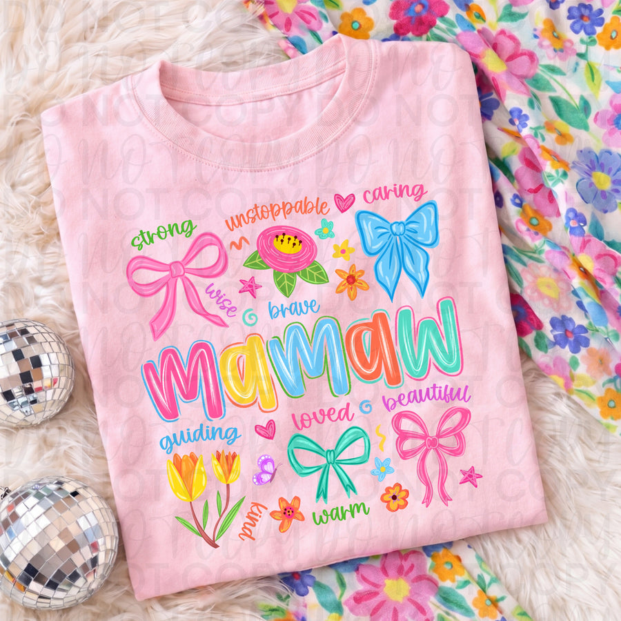 Colorful Mamaw Graphic Tee, Bright Rainbow Grandma Shirt, Trendy Mamaw Design, Comfort Colors, Women’s Relaxed Fit - Pretty Petty Co