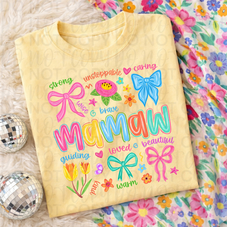 Colorful Mamaw Graphic Tee, Bright Rainbow Grandma Shirt, Trendy Mamaw Design, Comfort Colors, Women’s Relaxed Fit - Pretty Petty Co
