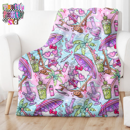 Mellow Kitty Blanket – Plush Throw, Soft Cozy Cannabis Fan Blanket, Limited Edition