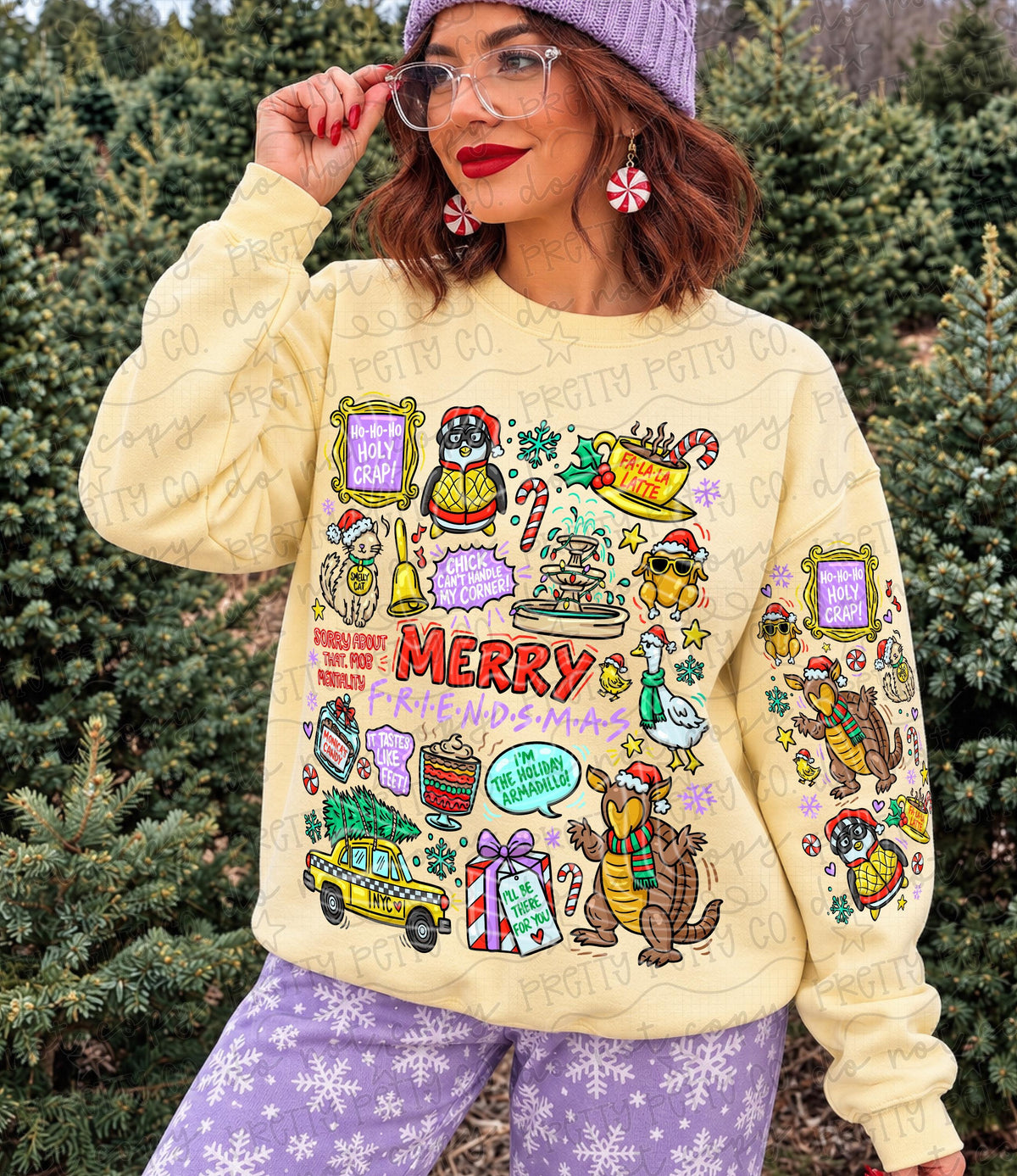 Merry Friendsmas Retro Christmas Graphic Tee | 90s Sitcom Inspired Shirt