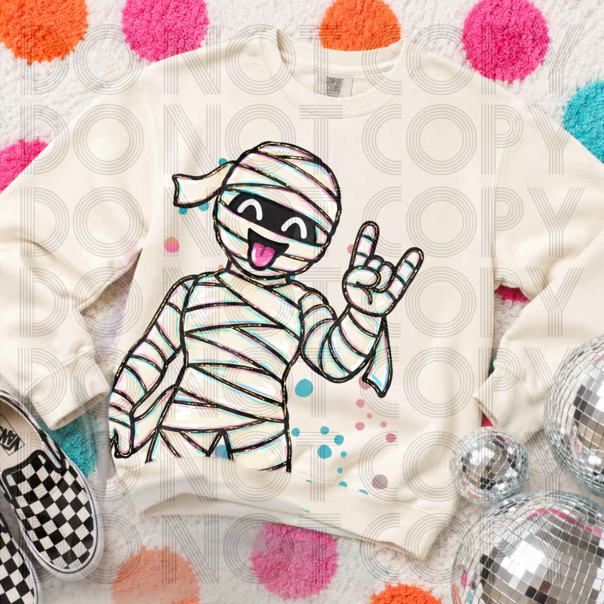 Rockin’ Mummy Comfort Colors Halloween Graphic Tee | Cute Spooky Season Fall Shirt