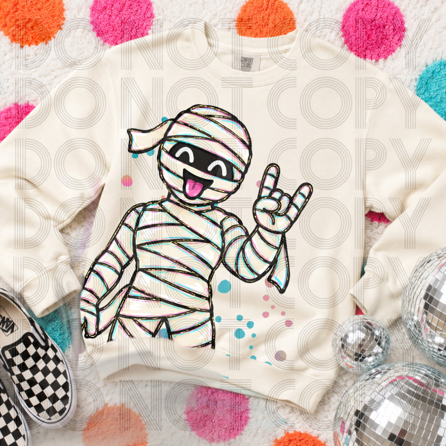 Rockin’ Mummy Comfort Colors Halloween Graphic Tee | Cute Spooky Season Fall Shirt